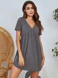 V-Neck Short Sleeve Lounge Dress - Trendsi - Flyclothing LLC