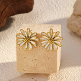 18K Gold-Plated Flower Stud Earrings - Trendsi - Flyclothing LLC