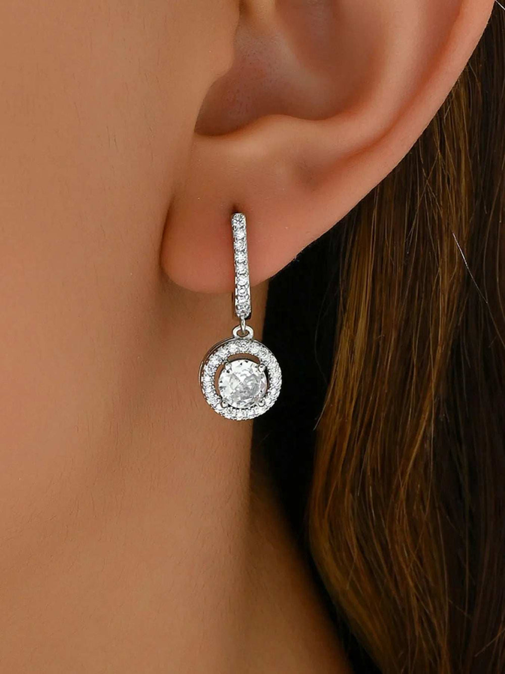 Stainless Steel Zircon Drop Earrings - Trendsi - Flyclothing LLC
