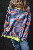 Pumpkin Striped Long Sleeve Sweatshirt - Trendsi - Flyclothing LLC