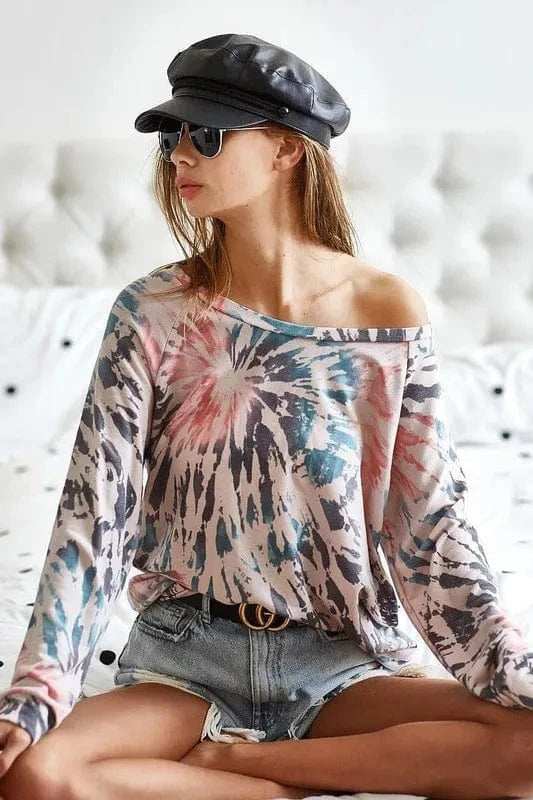 BiBi Tie Dye Terry Knit Terry Top - Trendsi - Flyclothing LLC