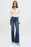 RISEN Full Size Tummy Control Mid Rise Flare Jeans Plus Size - Trendsi - Flyclothing LLC