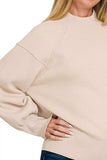Zenana Viscose Mock Neck Exposed Seam Sweater - Trendsi - Flyclothing LLC