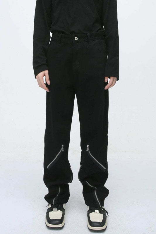 Men's Zip Decor Straight Leg Jeans - Trendsi - Flyclothing LLC