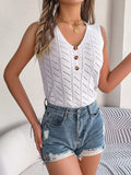 Openwork V-Neck Knit Vest - Trendsi - Flyclothing LLC