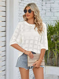 Openwork Round Neck Knit Top - Trendsi - Flyclothing LLC