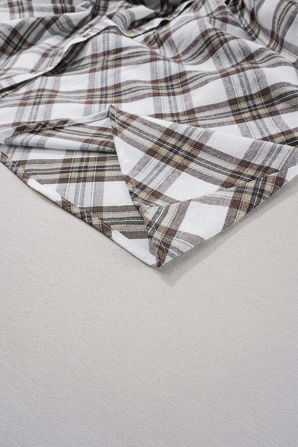 Full Size Plaid Collared Neck Balloon Sleeve Mini Shirt Dress - Trendsi - Flyclothing LLC