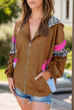 Leopard Zip Up Long Sleeve Hooded Jacket - Trendsi - Flyclothing LLC