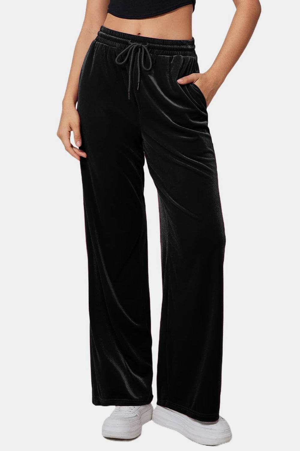 Drawstring Elastic Waist Straight Leg Pants - Trendsi - Flyclothing LLC