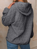 Textured Long Sleeve Hoodie with Pockets - Trendsi - Flyclothing LLC