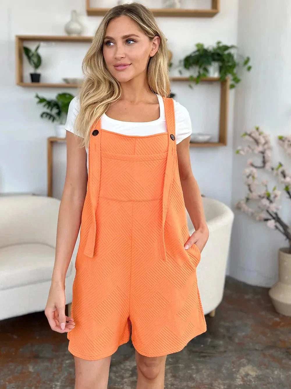 Double Take Full Size Texture Sleeveless Romper - Trendsi - Flyclothing LLC