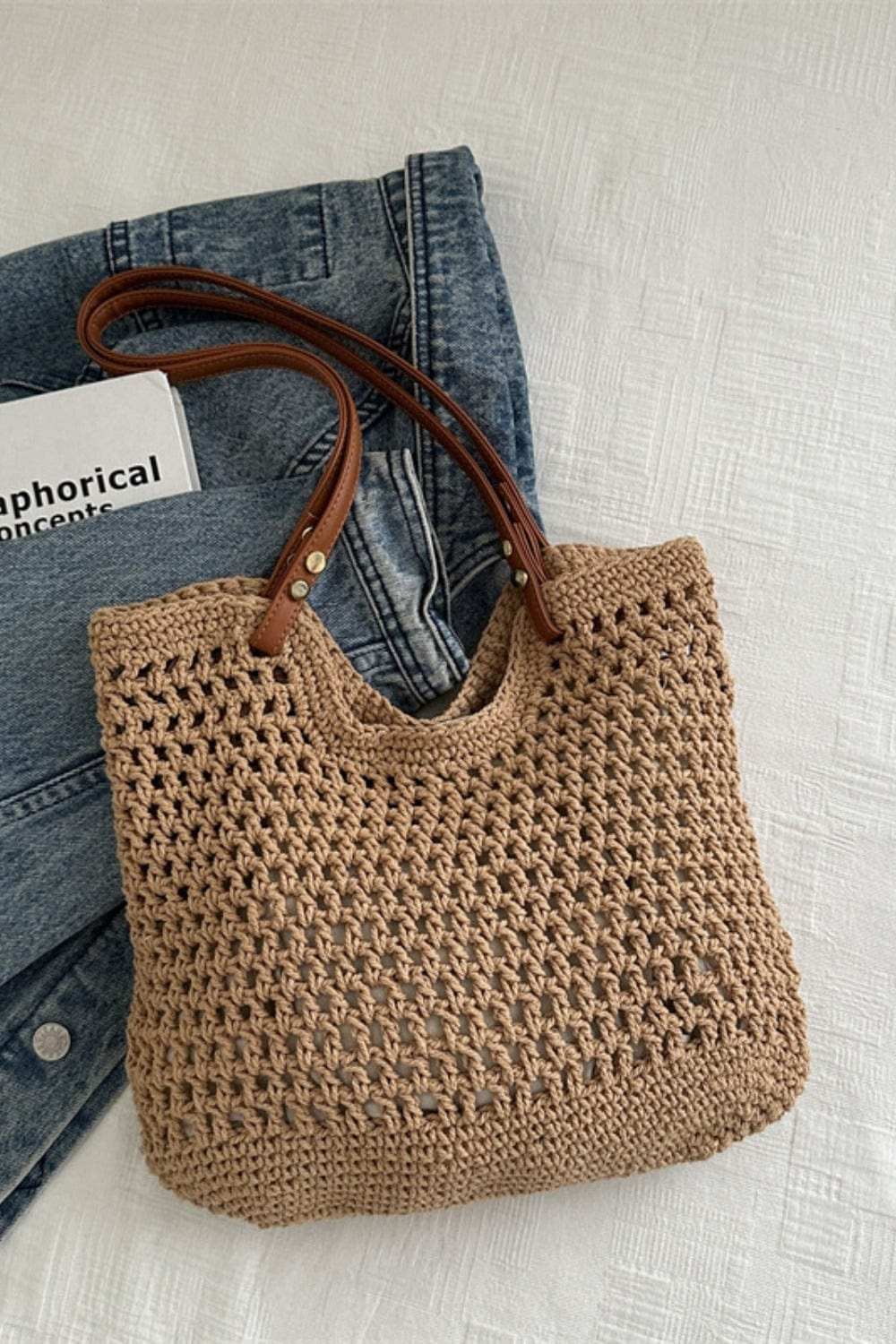 Openwork Woven Tote Bag - Trendsi - Flyclothing LLC