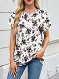 Printed Round Neck Short Sleeve Top - Trendsi - Flyclothing LLC