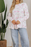 Printed Round Neck Long Sleeve Blouse - Trendsi - Flyclothing LLC