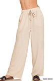 Zenana Woven Crepe Elastic Band Pants - Trendsi - Flyclothing LLC
