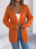 Openwork Open-Front Long Sleeve Cardigan - Trendsi - Flyclothing LLC