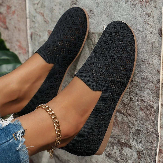 Mesh Round Toe Flat Slip-Ons - Trendsi - Flyclothing LLC