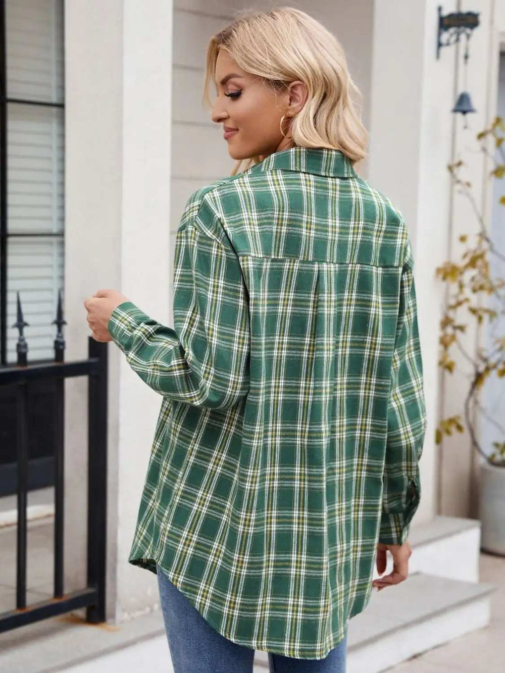 Plaid Button Up Long Sleeve Shirt - Trendsi - Flyclothing LLC