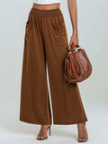 Pocketed Elastic Waist Wide Leg Pants - Trendsi - Flyclothing LLC