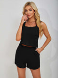 Square Neck Wide Strap Tank and Shorts Set - Trendsi - Flyclothing LLC