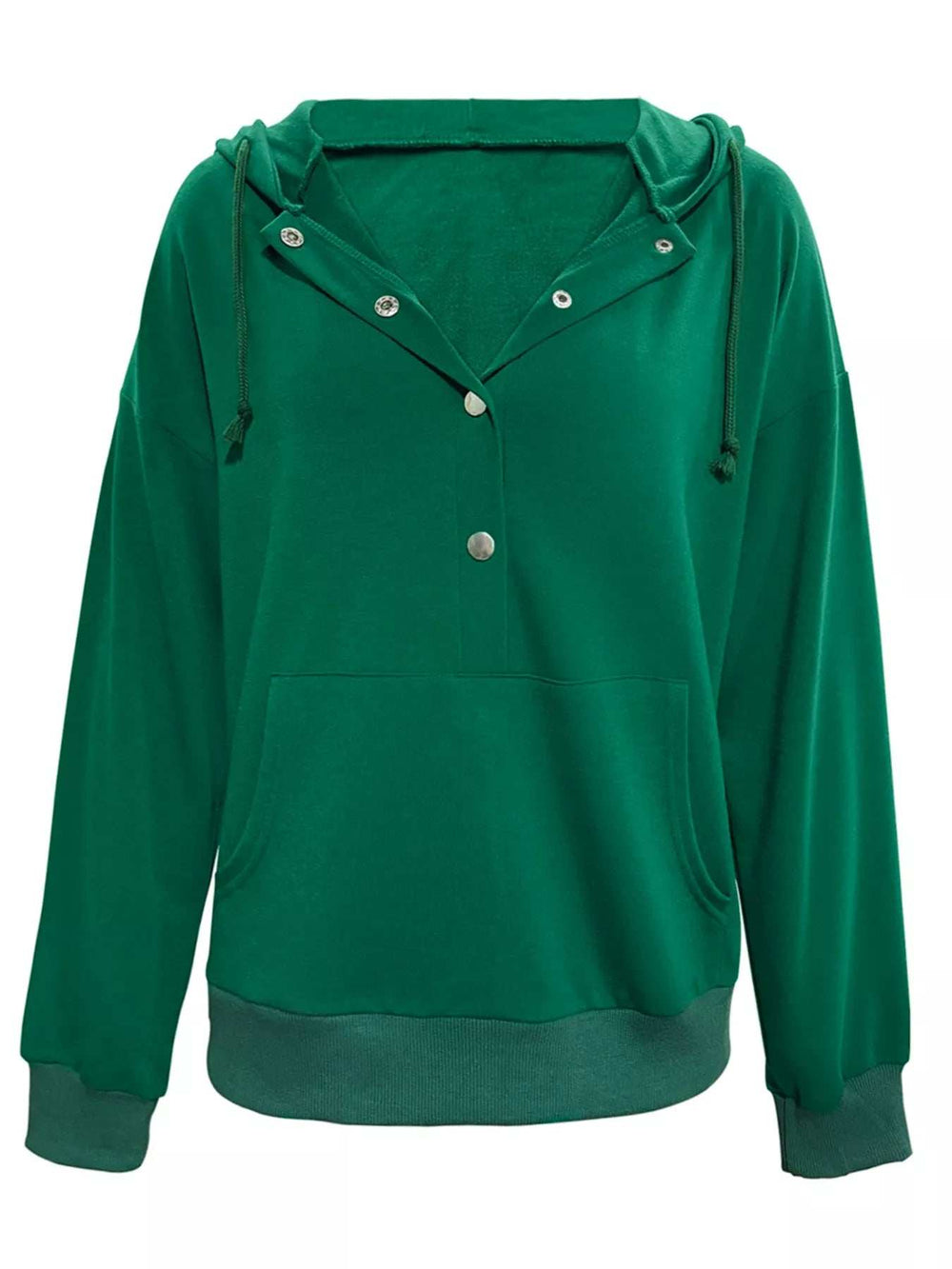 Full Size Snap-Down Hoodie with Kangaroo Pocket Plus Size - Trendsi - Flyclothing LLC