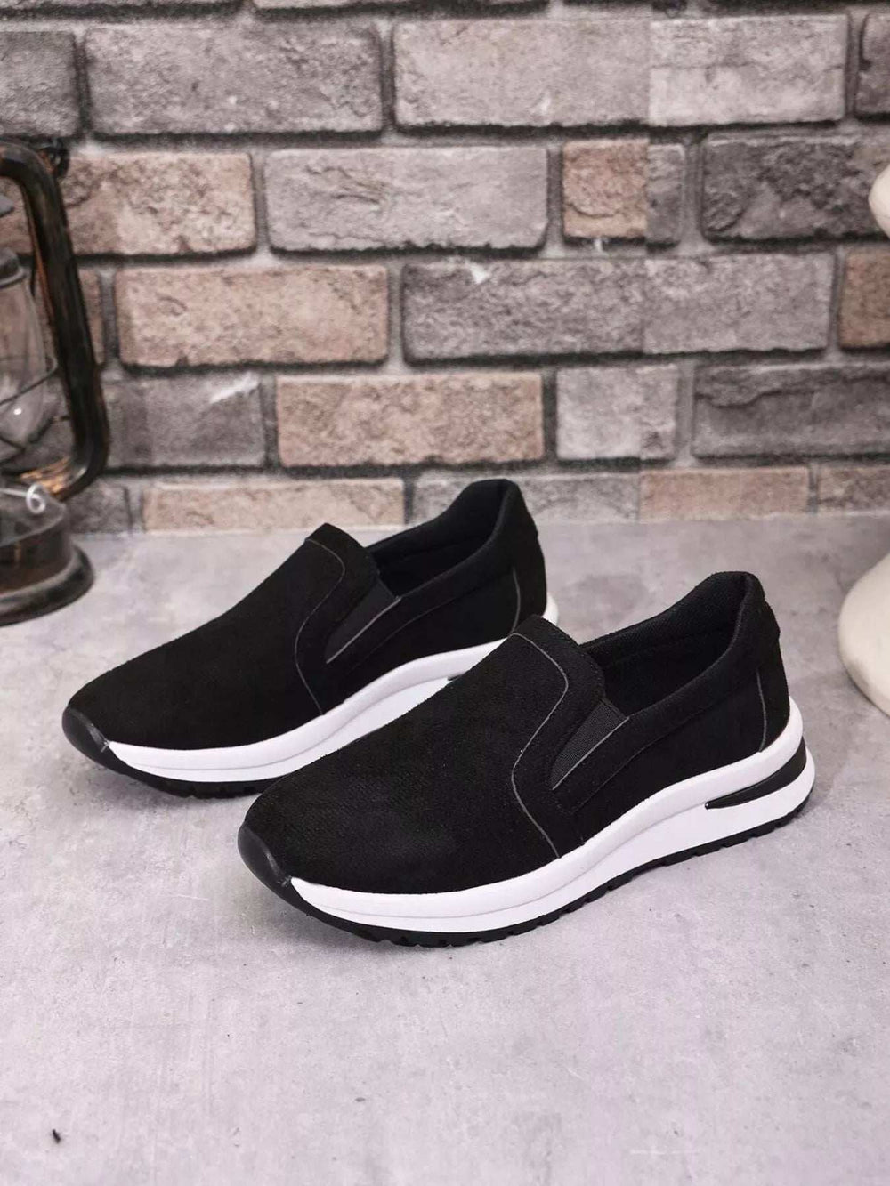 Slip-On Sneakers with Contrast Sole - Trendsi - Flyclothing LLC