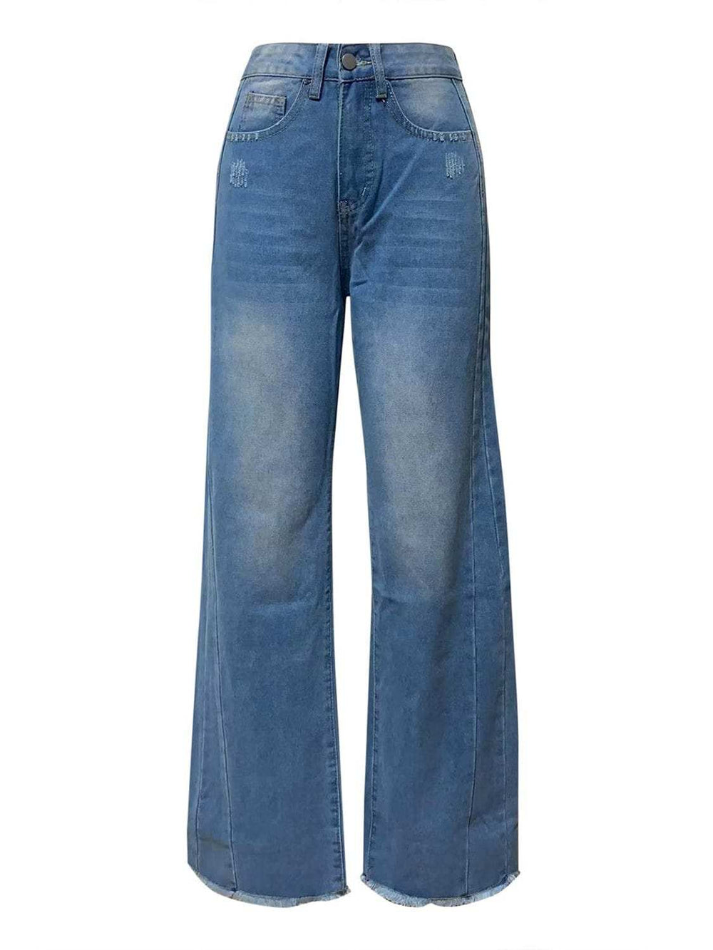 Raw Hem Wide Leg Jeans with Pockets - Trendsi - Flyclothing LLC