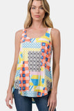 Zenana Printed Round Neck Curved Hem Tank - Trendsi - Flyclothing LLC