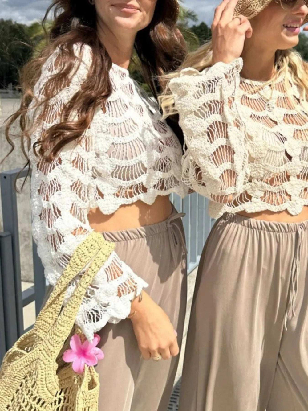 Crochet Long Sleeve Knit Cover Up - Trendsi - Flyclothing LLC