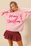 SO ME Merry Christmas Tinsel Lettering Sweater - Trendsi - Flyclothing LLC