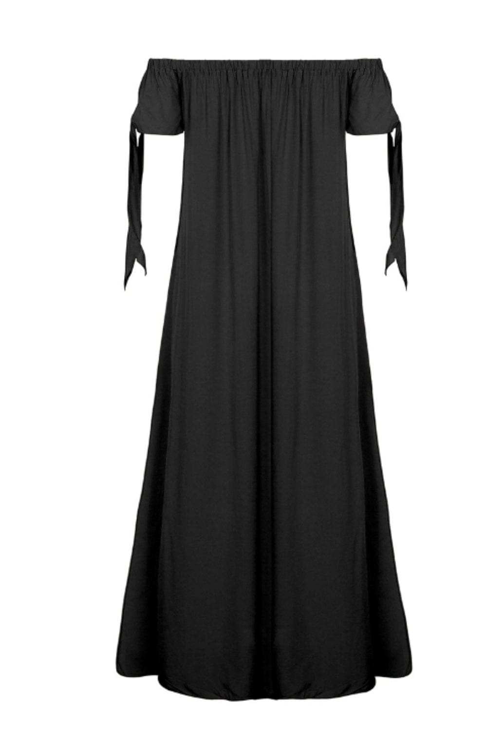 Slit Off Shoulder Short Sleeve Midi Dress - Trendsi - Flyclothing LLC