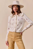 SO ME Collared Floral Embroidered Button Down Sweater Cardigan - Trendsi - Flyclothing LLC