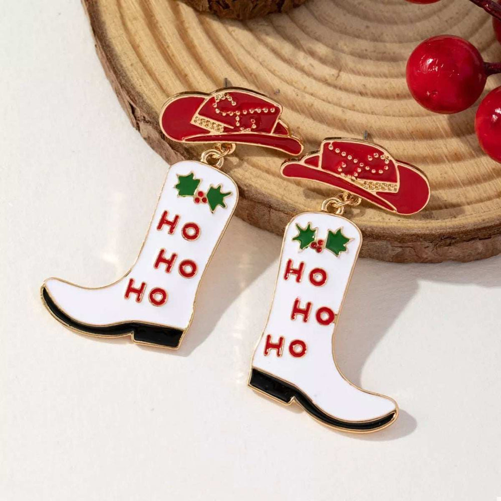 Christmas Cowboy Hat and Boot Dangle Earrings - Trendsi - Flyclothing LLC