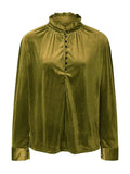 Half Button Long Sleeve Blouse - Trendsi - Flyclothing LLC