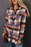 Plaid Collared Neck Long Sleeve Shirt - Trendsi - Flyclothing LLC