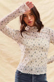 SO ME Floral Print Textured Long Sleeve Knit Top - Trendsi - Flyclothing LLC