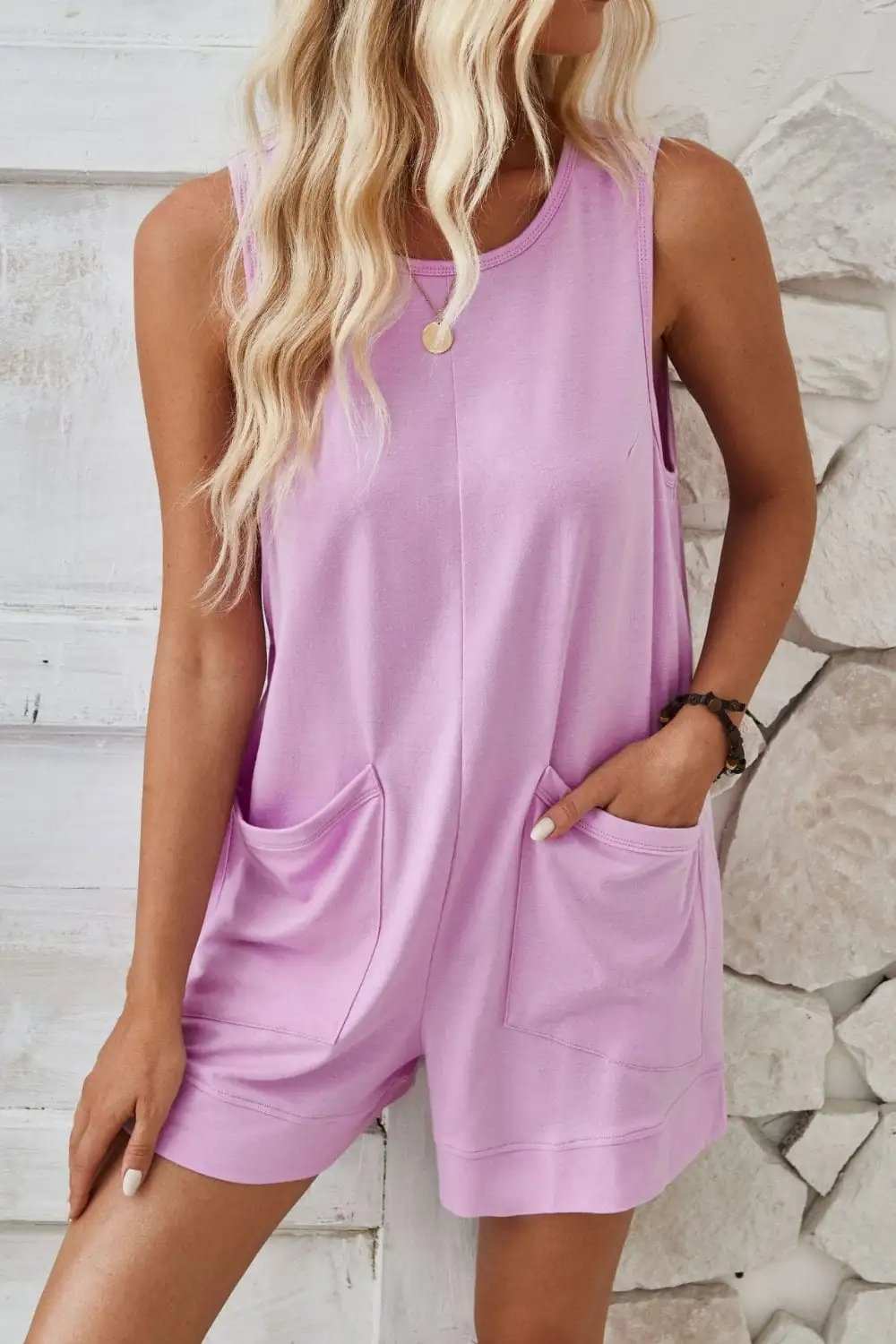 Lovelet Round Neck Sleeveless Romper - Trendsi - Flyclothing LLC