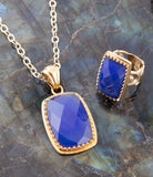 Filigreed Blue Agate Golden Pendant Necklaces - Barse Jewelry - Flyclothing LLC