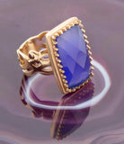 Filigreed Blue Agate Golden Statement Ring - Barse Jewelry - Flyclothing LLC