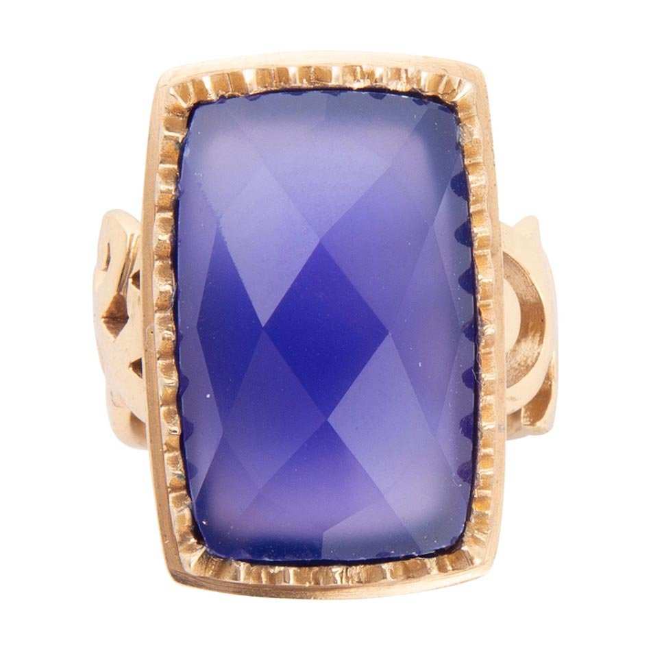 Filigreed Blue Agate Golden Statement Ring - Barse Jewelry - Flyclothing LLC