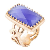 Filigreed Blue Agate Golden Statement Ring - Barse Jewelry - Flyclothing LLC