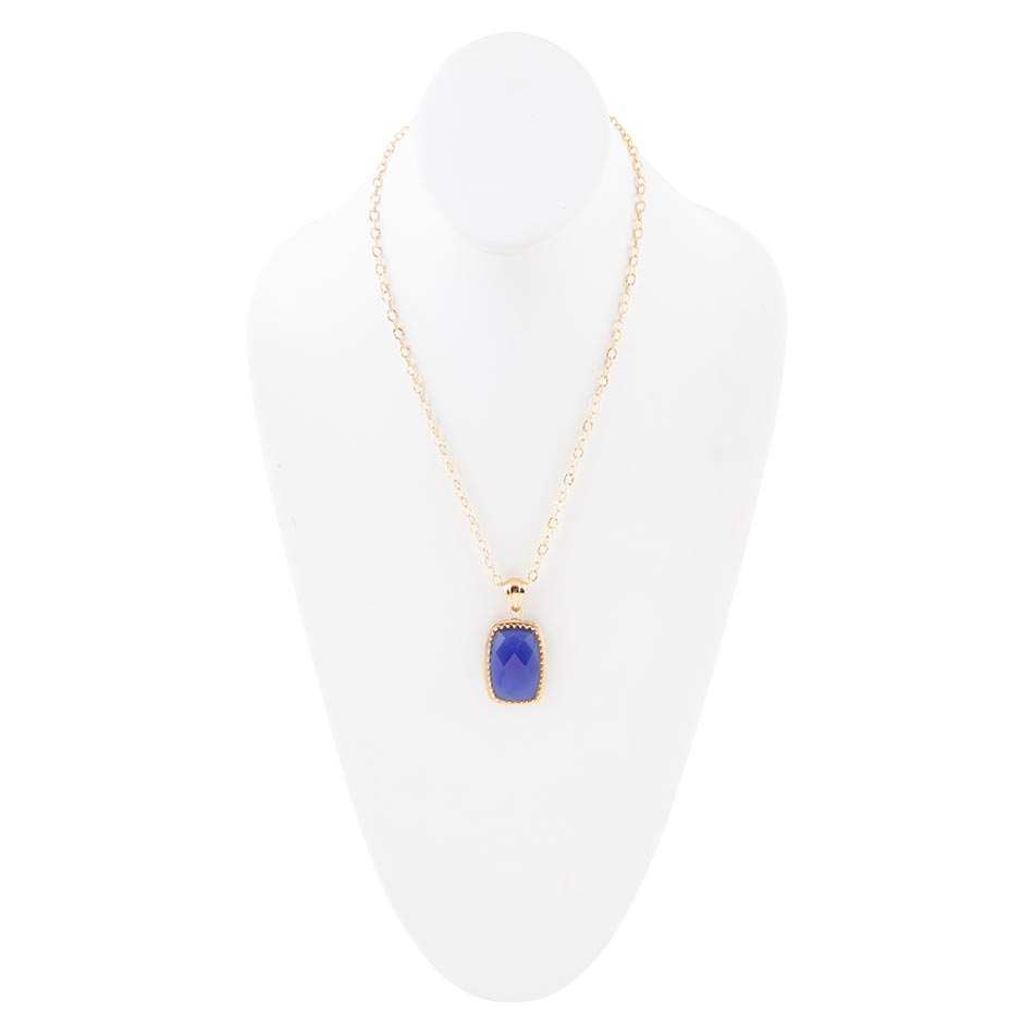 Filigreed Blue Agate Golden Pendant Necklaces - Barse Jewelry - Flyclothing LLC