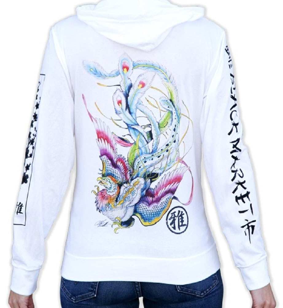 Black Market Art Company Fire Bird Women's Light Weight Zip Hoodie - Black Market Art Company - Flyclothing LLC