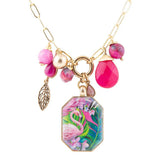 Flamingo Pink Agate Golden Pendant Necklace - Barse Jewelry - Flyclothing LLC