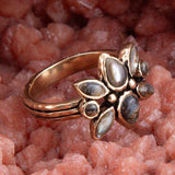 Floral Blue Abalone Golden Bronze Ring - Barse Jewelry - Flyclothing LLC