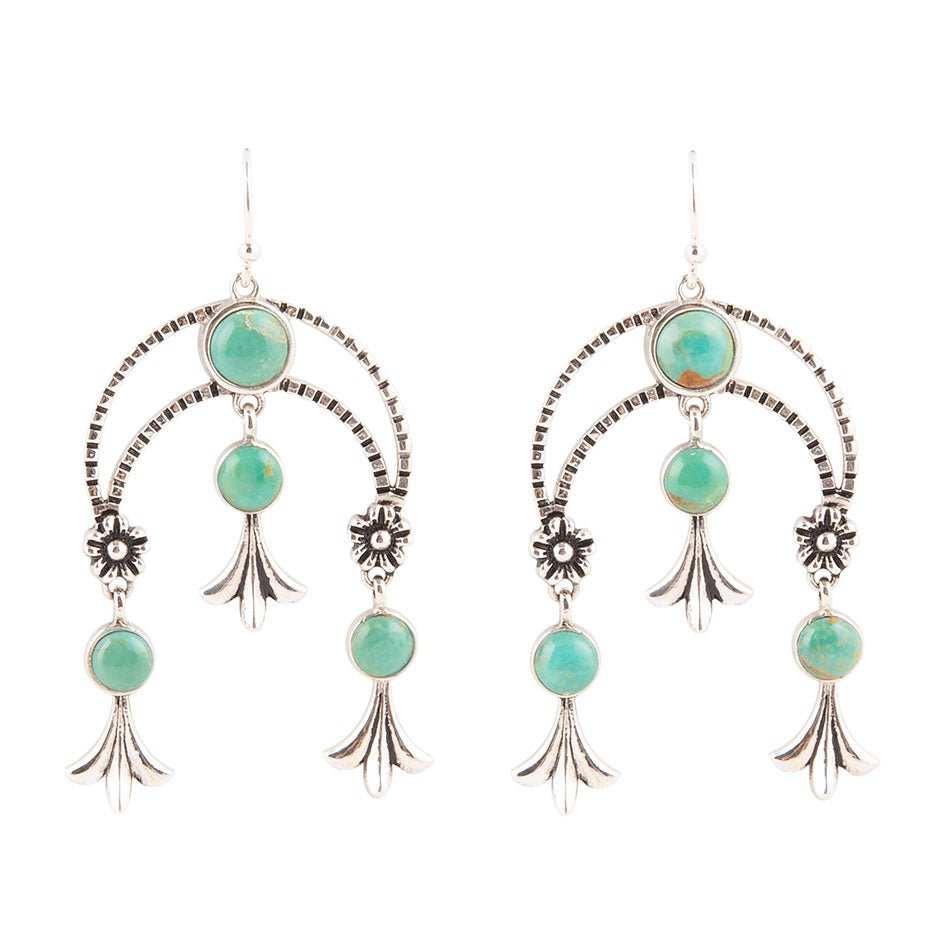 Floral Chandelier Blue Turquoise and Sterling Silver Earrings - Barse Jewelry - Flyclothing LLC