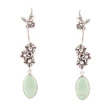 Floral Linear Drop Green Turquoise and Sterling Silver Earrings - Barse Jewelry - Flyclothing LLC