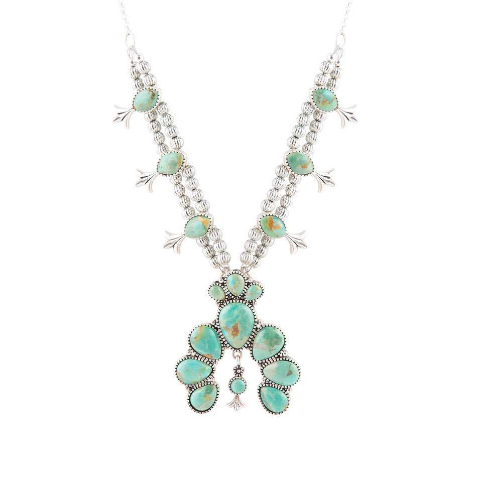 Squash Blossom Statement Blue Turquoise and Sterling Silver Necklace - Barse Jewelry - Flyclothing LLC