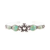 Floral Blue Turquoise and Sterling Silver Cuff Bracelet - Barse Jewelry - Flyclothing LLC