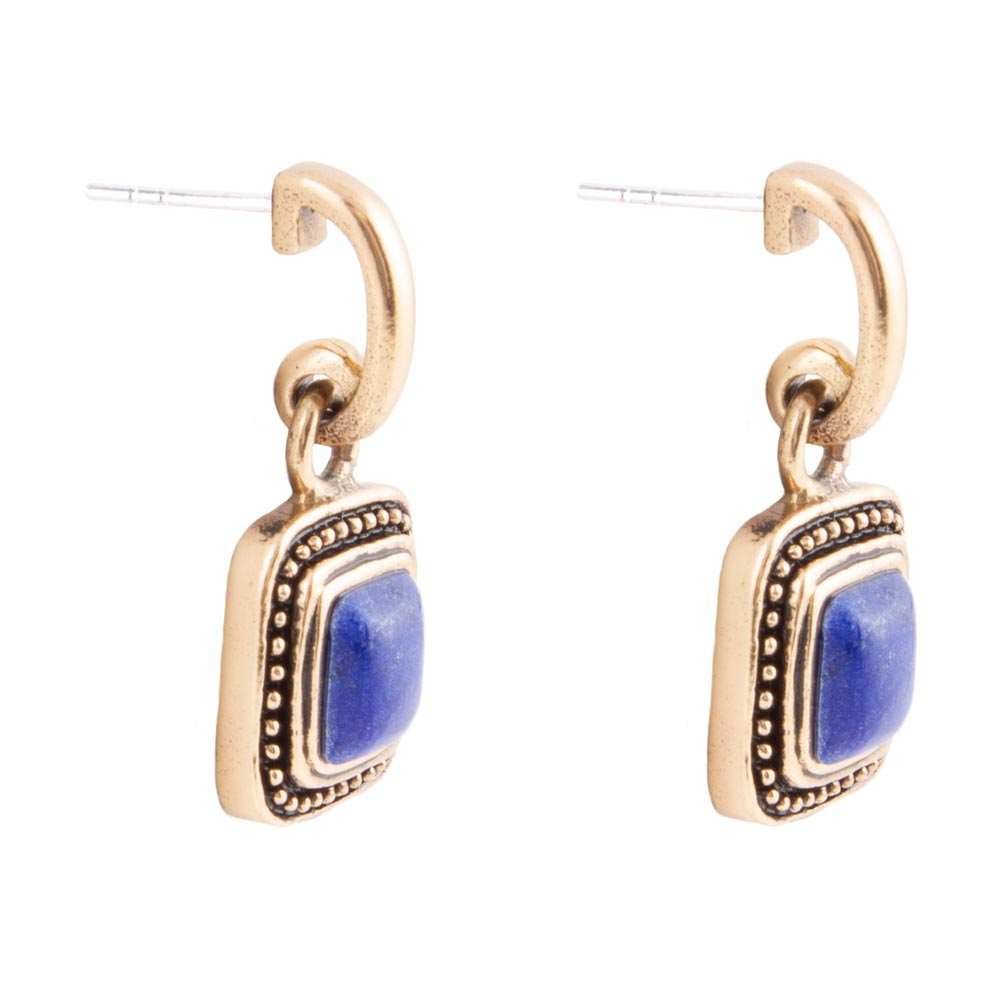 Flourish Blue Lapis Golden Drop Earrings - Barse Jewelry - Flyclothing LLC